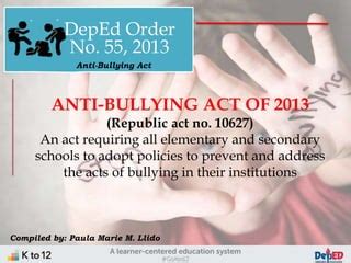 anti bullying act ppt|The Anti.
